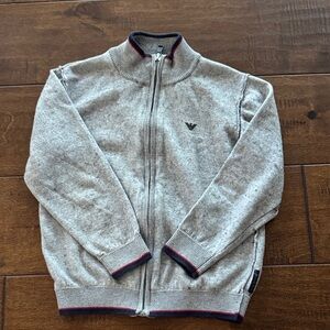 Armani Junior Gray Zip-Up Sweater